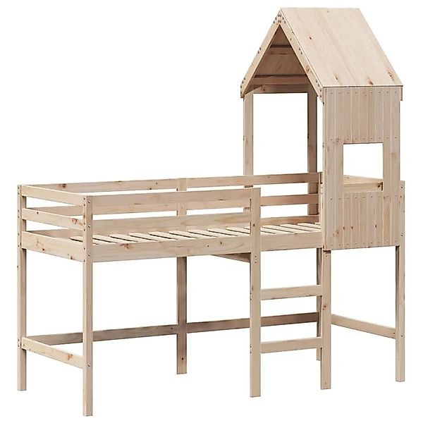 vidaXL Hochbett mit Leiter und Dach 90x190 cm Massivholz Kiefer 3282026 günstig online kaufen