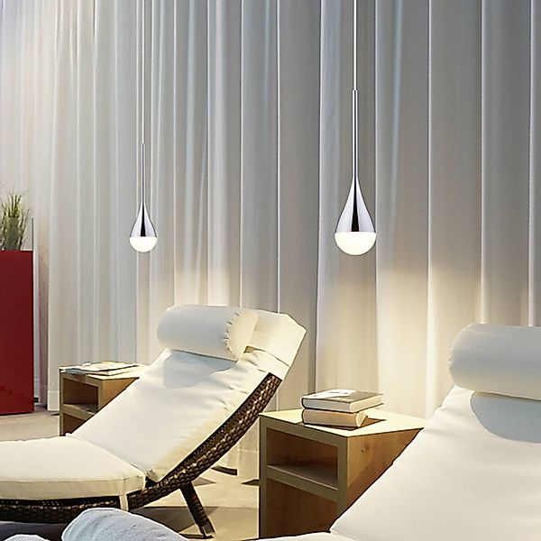 Helestra LED-Pendelleuchte DUC, chrom, IP44, Ø 7 cm günstig online kaufen