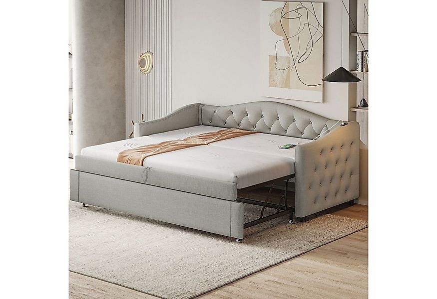 Merax Daybett mit Ausziehbett 90x190cm, Tagesbett in Knopfdesign (Kinderbet günstig online kaufen