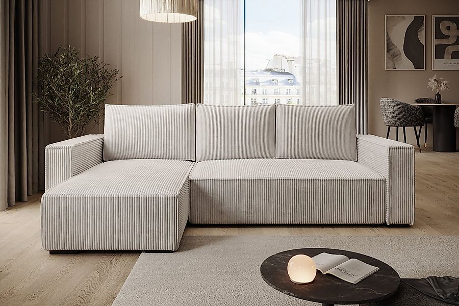 storez24 Ecksofa Letto, mit Bettkasten und Schlaffunktion, Cordstoff, L-For günstig online kaufen