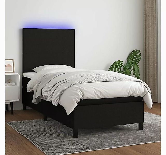 vidaXL Boxspringbett Boxspringbett mit Matratze LED Schwarz 100x200 cm Stof günstig online kaufen