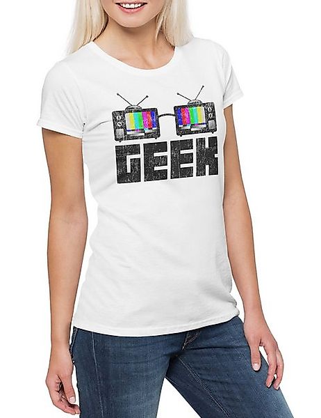 Urban Backwoods Print-Shirt Geek TV Glasses Damen T-Shirt Nerd Television T günstig online kaufen