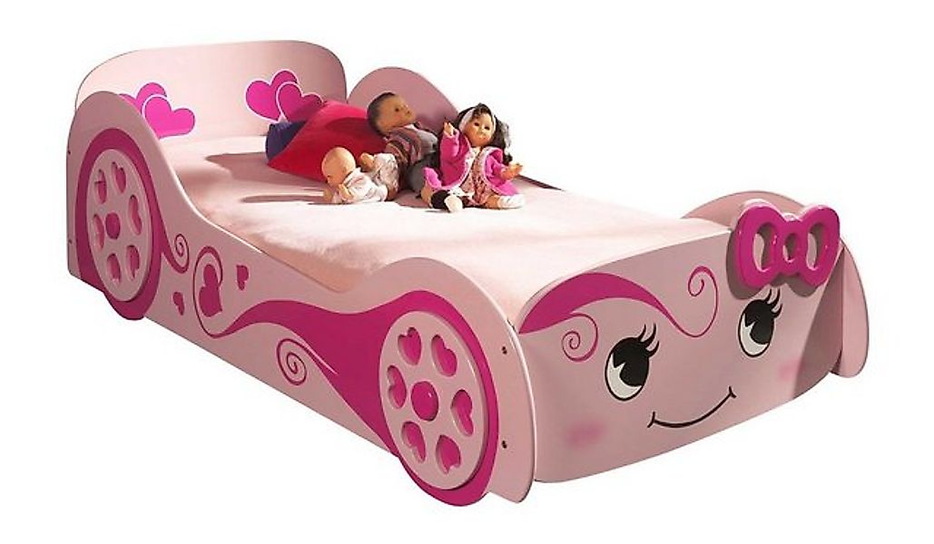 Natur24 Kinderbett Bett Einzelbett Autobett MDF Rosa 90x200cm günstig online kaufen