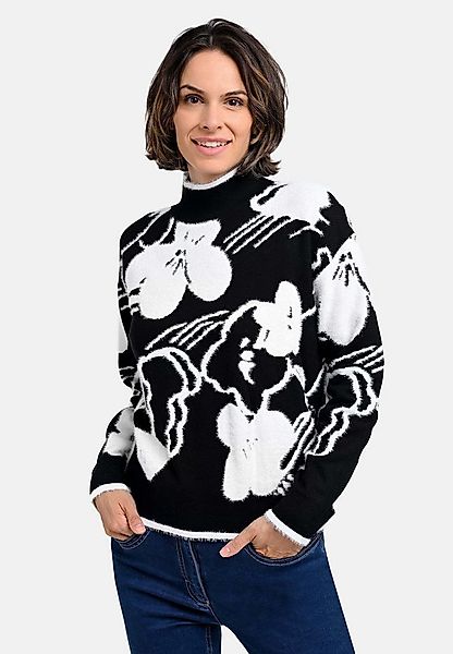 BICALLA Strickpullover Strickpullover mit Blütenmuster in Schwarz/Weiß (1-t günstig online kaufen