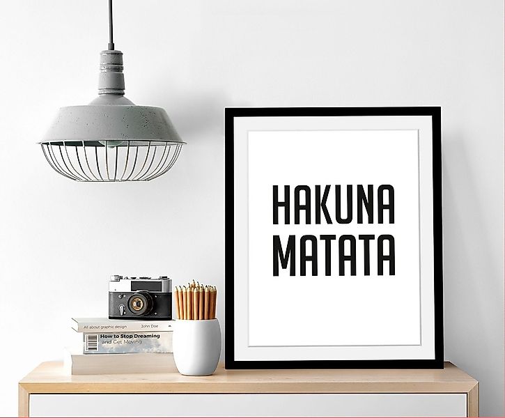 queence Bild »Hakuna Matata«, Schwarz-Weiß-Schriftzug-Motivationsbilder-Hum günstig online kaufen