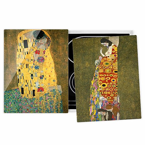 2-teilige Herdabdeckplatte Glas Gustav Klimt - Kuss und Hoffnung günstig online kaufen