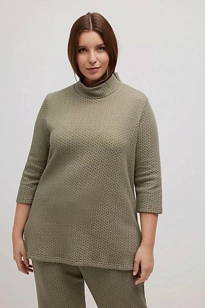 Ulla Popken Sweatshirt Sweatshirt Jacquard Stehkragen 3/4-Arm günstig online kaufen
