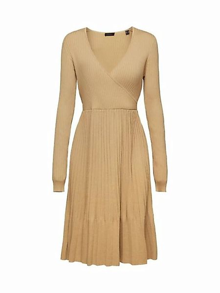 Esprit Minikleid Plissiertes Wickelkleid mit langen Ärmeln günstig online kaufen