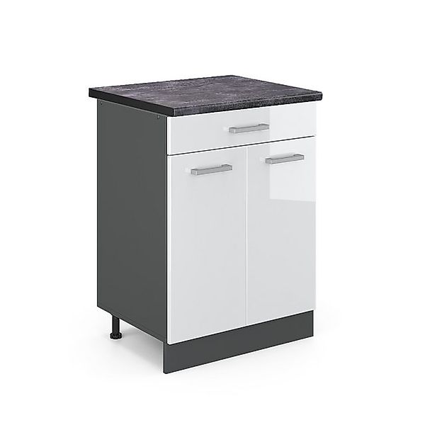 Vicco Küchenunterschrank R-Line Weiß Hochglanz/Anthrazit 60 cm AP Anthrazit günstig online kaufen