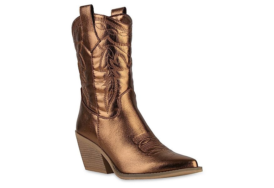 VAN HILL 841116 Cowboystiefel Damen Cowboystiefel Stiefel Spitz Zierperlen günstig online kaufen