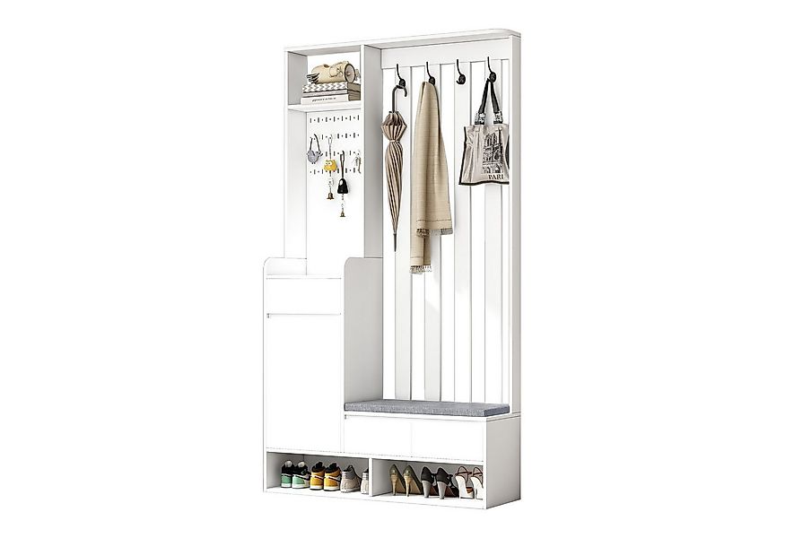 Merax Garderoben-Set mit gepolsterter Aufbewahrungsbank, (Kompaktgarderobe günstig online kaufen