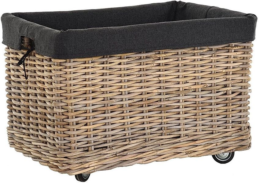 Krines Home Kaminholzkorb Großer Rollkorb Holzwagen Natur Rattan Korb Rollw günstig online kaufen
