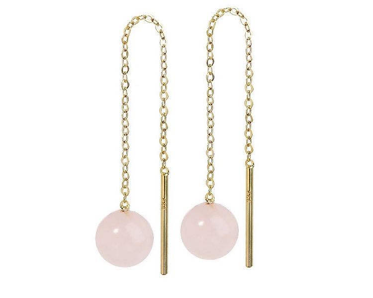 NKlaus Paar Ohrhänger Paar Echt Rosenquarz Durchzieher 6mm Gelbgold 333 günstig online kaufen