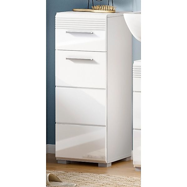 Inn.Furn Kommode Weiß Hochglanz 30 cm Badschrank mit Vollauszug Leon günstig online kaufen