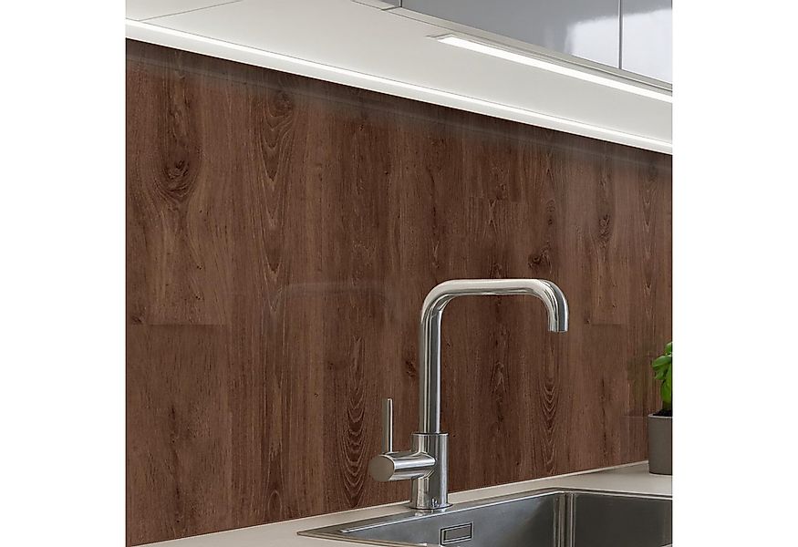 KitchenYeah Küchenrückwand selbstklebend Braun - Muster - Holz, (1-tlg), Sp günstig online kaufen