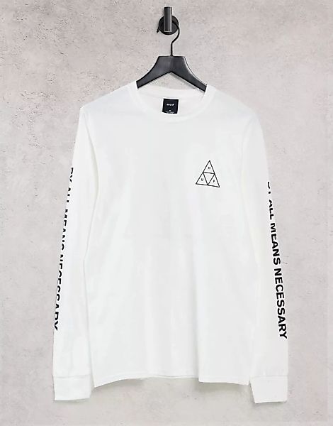 HUF Essentials – Triple Triangle – Langärmliges Shirt in Weiß günstig online kaufen