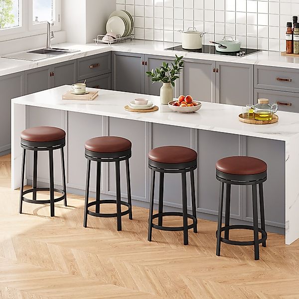 GarveeMore Barhocker mit gepolstertem PU-Lederkissen,Metallrahmen,62cm (4 günstig online kaufen