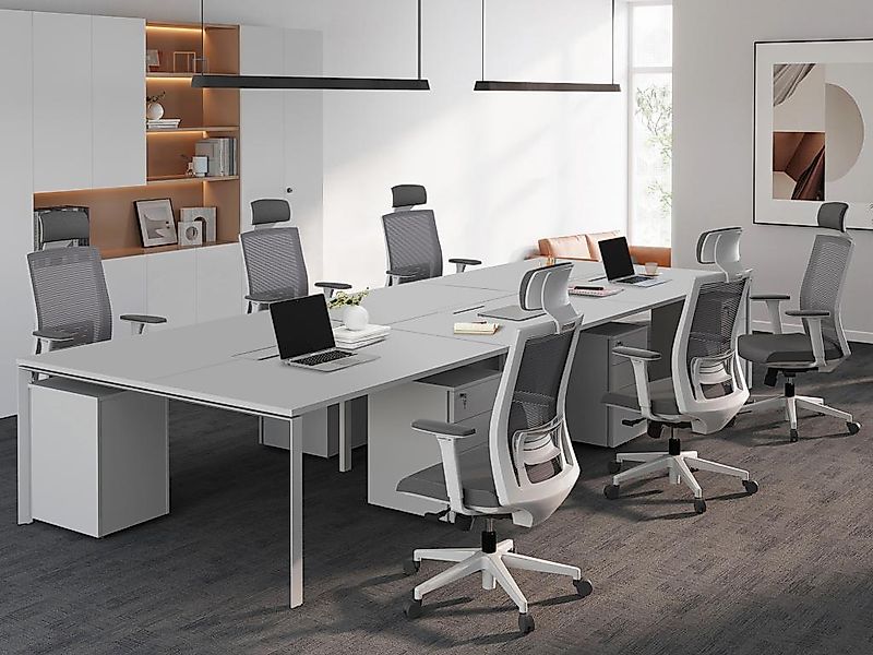 Schreibtisch Bench - Tisch für 6 Personen - L 140 cm - Weiß - DOWNTOWN günstig online kaufen