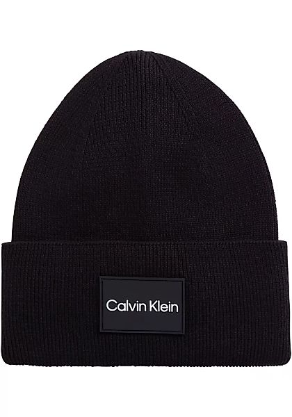 Calvin Klein Beanie "FINE COTTON RIB BEANIE", mit Logopatch günstig online kaufen