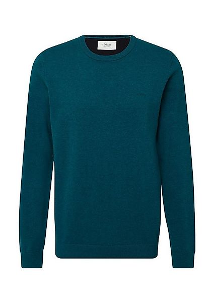 s.Oliver Rundhalspullover Basic (1-tlg) Feinstrick-Komfort mit Logo-Detail günstig online kaufen