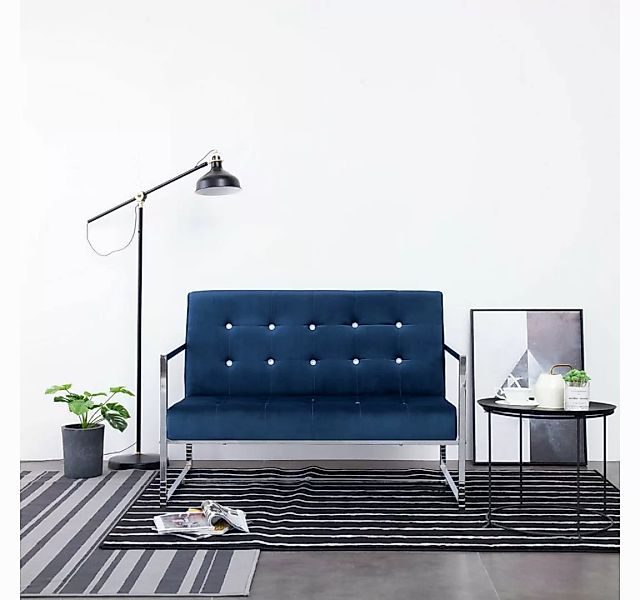 vidaXL Sofa 2-Sitzer-Sofa mit Armlehnen Blau Chrom und Samt Couch günstig online kaufen