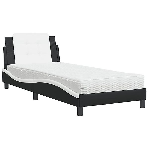 vidaXL Bett Bett mit Matratze Schwarz und Weiß 90x200 cm Kunstleder günstig online kaufen