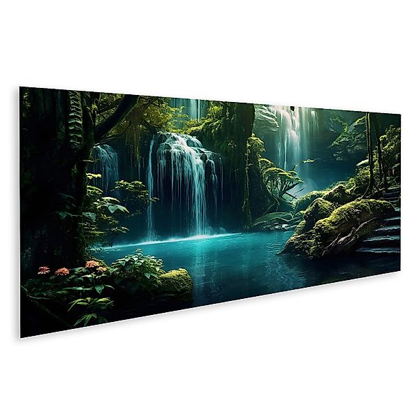 islandburner Leinwandbild Wasserfall im Dschungel Fantasielandschaft günstig online kaufen