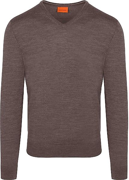 Suitable Merino Pullover V-Ausschnitt Taupe - Größe XXL günstig online kaufen