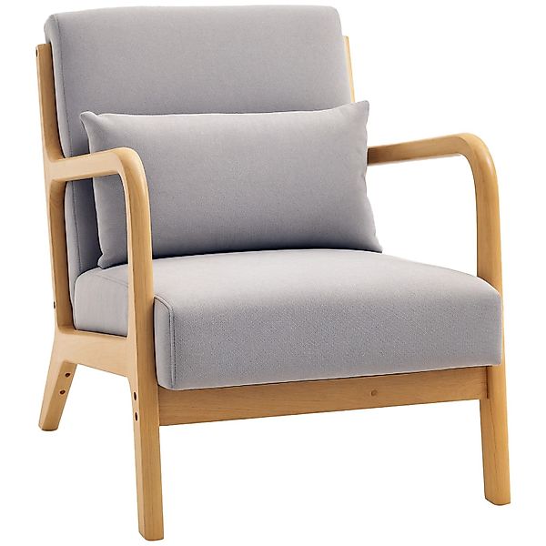 HOMCOM Sessel mit Armlehne Polyester Grau 61B x 78T x 76H cm günstig online kaufen