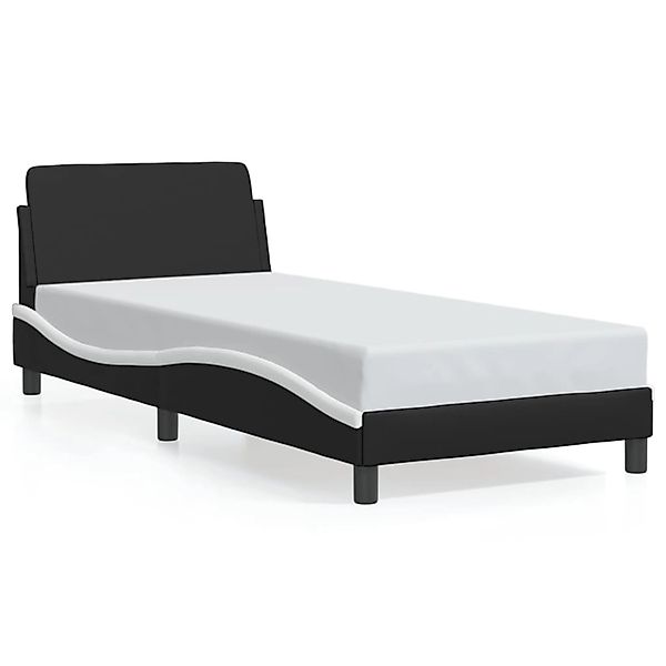 vidaXL Bettgestell Dover Schwarz und Weiß 90x200 cm Kunstleder 373123 günstig online kaufen