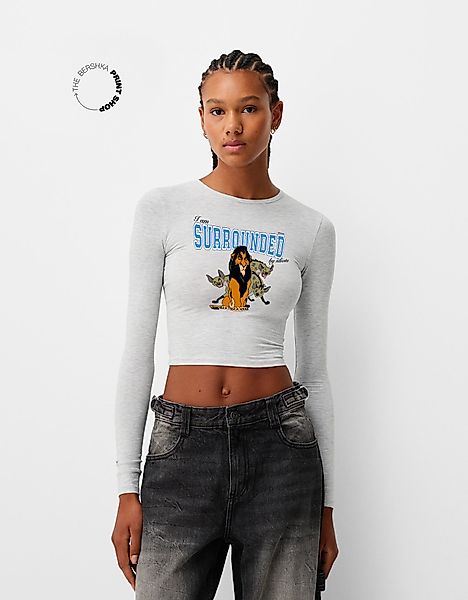 Bershka Langarmshirt König Der Löwen Mit Langen Ärmeln Damen M Grau günstig online kaufen