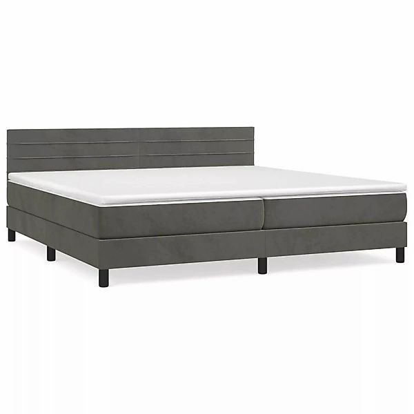 vidaXL Boxspringbett Boxspringbett mit Matratze Dunkelgrau 200x200 cm Samt günstig online kaufen