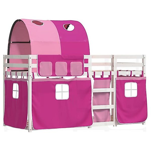 vidaXL Bett Etagenbett mit Vorhängen Rosa 75x190 cm Massivholz Kiefer günstig online kaufen