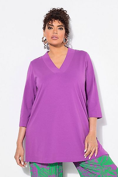 Ulla Popken T-Shirt Longshirt A-Linie V-Ausschnitt 3/4-Arm günstig online kaufen