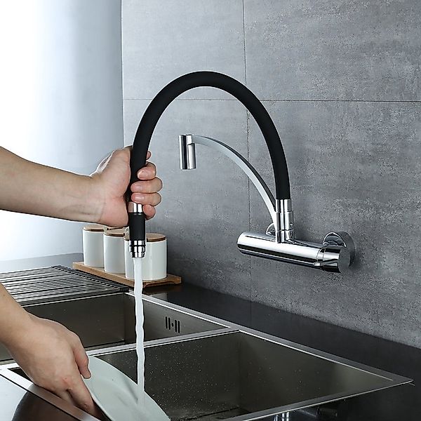HOMELODY Spültischarmatur Wasserhahn Küche Wandmontage 180° günstig online kaufen