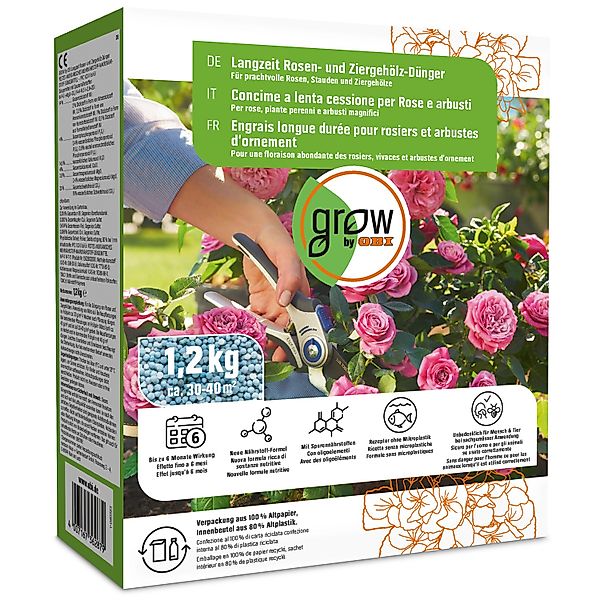 GROW by OBI Langzeit Rosen- und Ziergehölz-Dünger, 1,2 kg günstig online kaufen