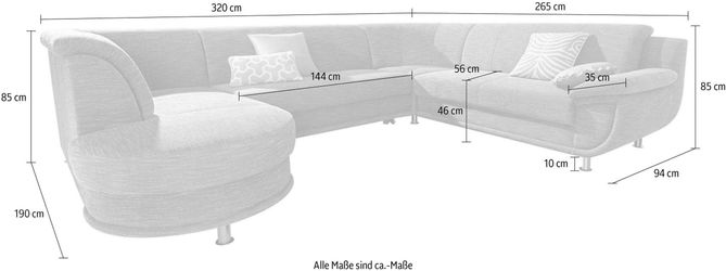 TRENDMANUFAKTUR Wohnlandschaft "Rondo, U-Form" inkl.Federkern, wahlweise mi günstig online kaufen