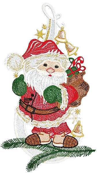 W. Reuter & Sohn - Plauener Spitze Fensterbild "Weihnachtsmann", Made in Ge günstig online kaufen