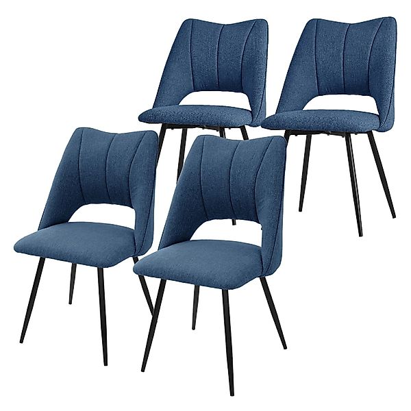 ML-Design Esszimmerstühle 4Er Set Blau aus Stoffbezug mit Rückenlehne günstig online kaufen