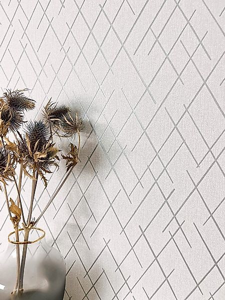 Newroom Vliestapete Saira Silver Tapete Mustertapete Linien,Striche,Leicht günstig online kaufen