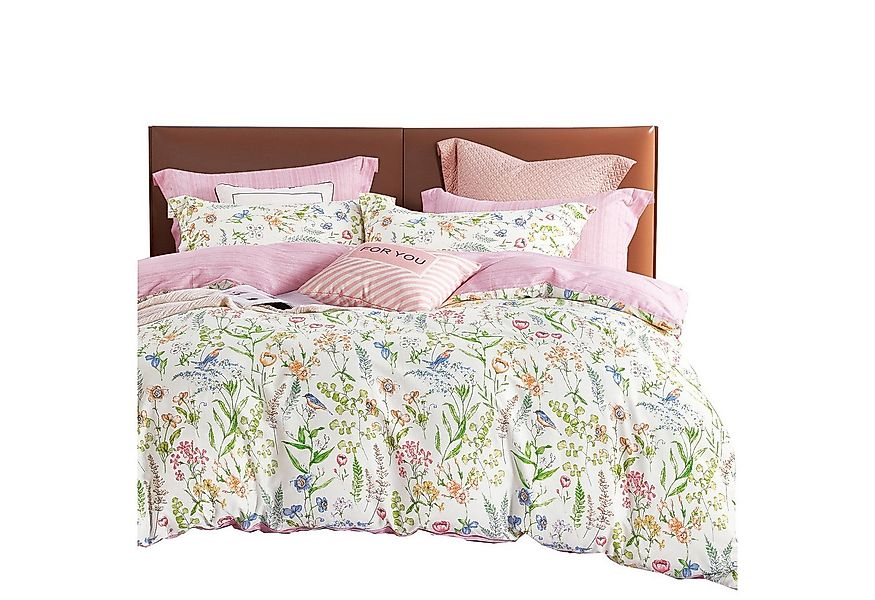 KEAYOO Bettwäsche HXM, 2 teilig, Rosa Blumenmuster Bettwäsche Baumwolle mit günstig online kaufen