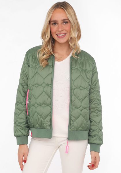 Zwillingsherz Bomberjacke ""Be Happy"" ohne Kapuze modisch, Kontrastdetails günstig online kaufen