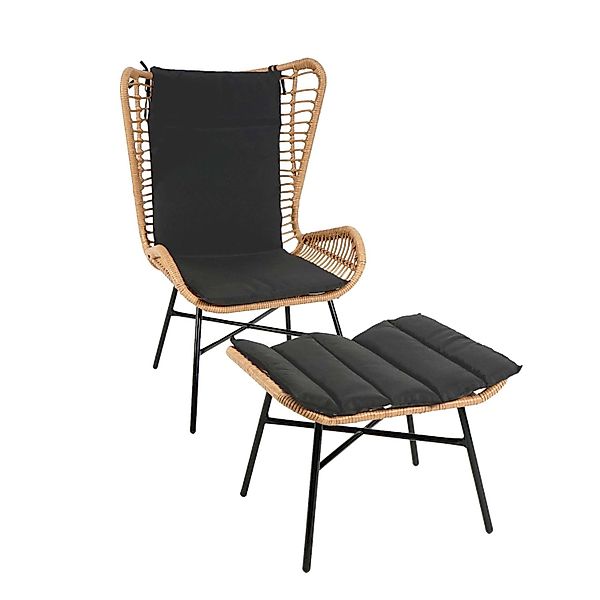 MCW Poly-Rattan Set G17b 2-teilig Naturfarben Kissen Anthrazit günstig online kaufen