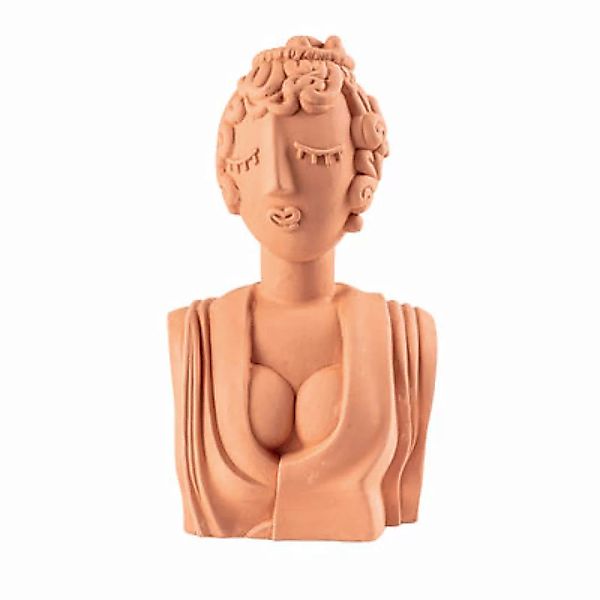 Skulptur Magna Graecia keramik orange braun / Bust Poppea - H 45 cm - Selet günstig online kaufen