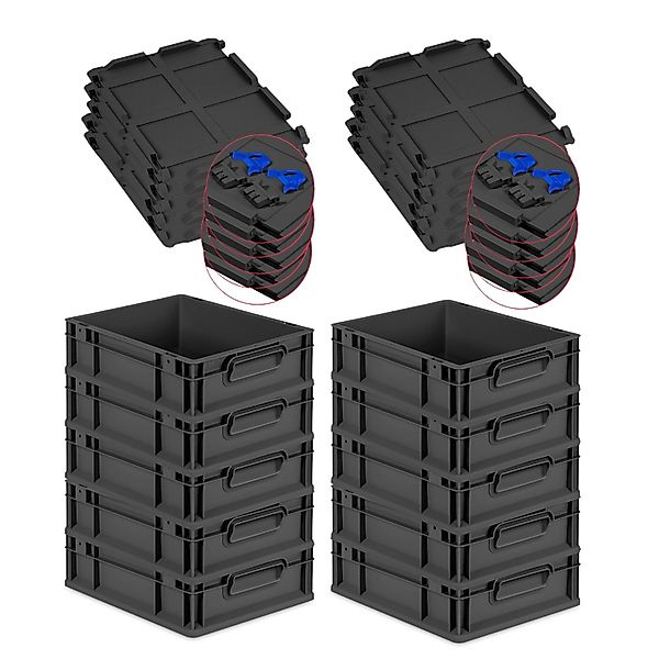 PROREGAL SuperSparSet 10x Eurobox Nextgen Grip Mit Scharnierdeckel Und Blau günstig online kaufen