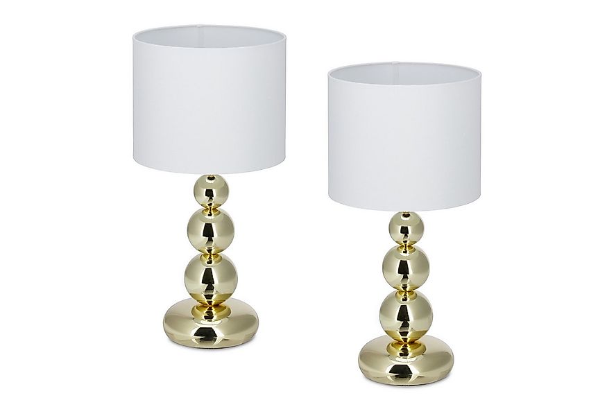 relaxdays Nachttischlampe Tischlampe 2er Set, ohne Leuchtmittel, gold günstig online kaufen