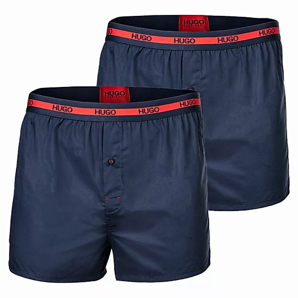 HUGO Herren Boxer Shorts, 2er Pack - Woven Boxer, Logobund Blau S günstig online kaufen
