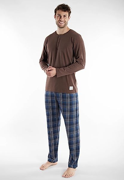 TOM TAILOR Schlafanzug "Rhodos" 2 Stk. tlg., karierte Hose, lange Ärmel, Co günstig online kaufen