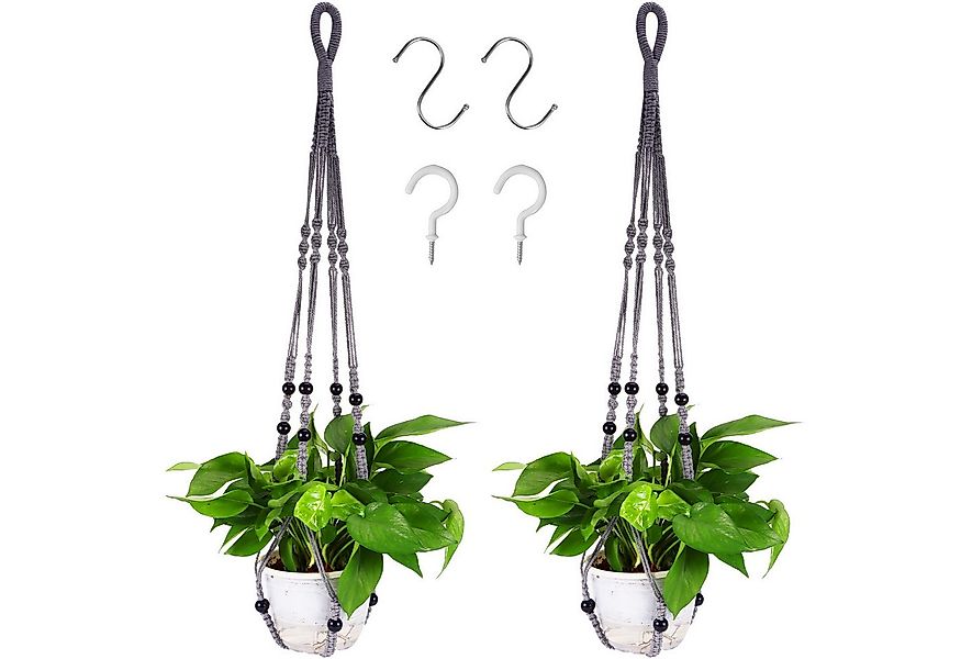 BlingBin Blumenampel Makramee Blumenampel 2er Set Baumwollseil Balkon Deko günstig online kaufen