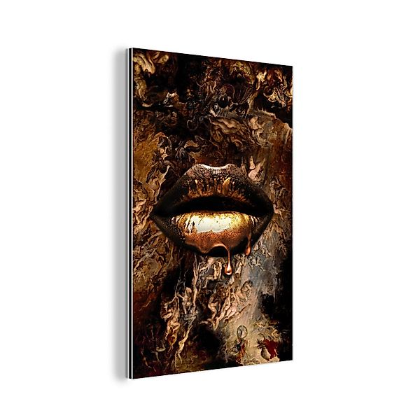 MuchoWow Metallbild Gold - Lippen - günstig online kaufen